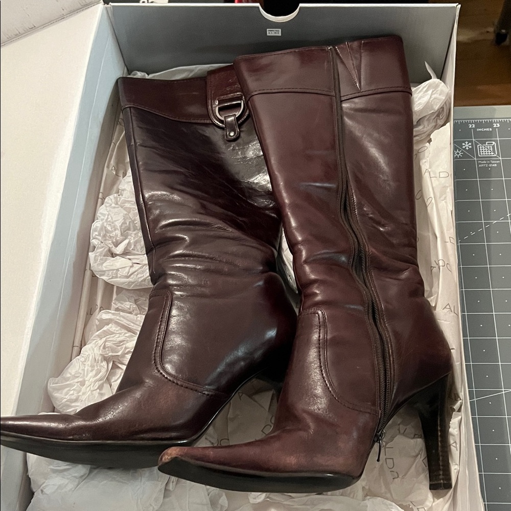 Aldo Women's Dark Brown Heeled Boots - Picture 4 of 7